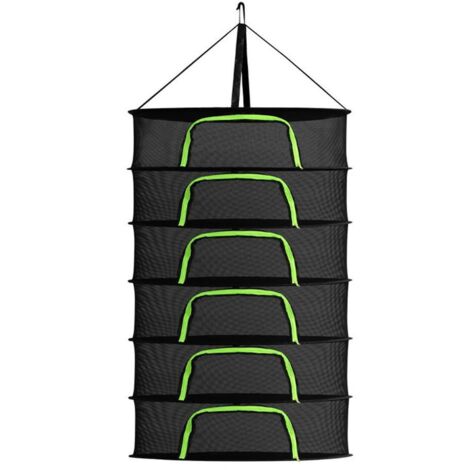 Filet de Séchage pour Herbes 2/4/6/8 Étages, Rack Séchage Suspendu Pliable avec Crochets et Fermeture Éclair pour Aromates