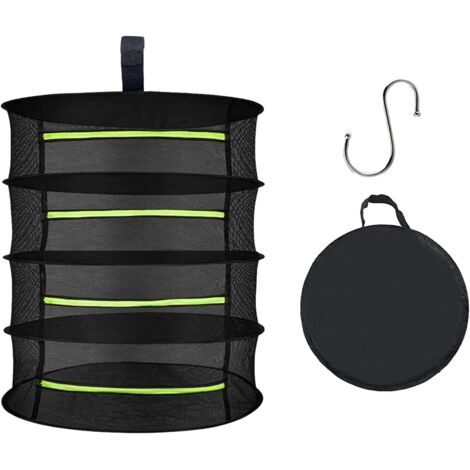 Filet de Séchage pour Herbes Aromatiques, 4 Couches avec Fermeture éclair, Extérieur Filet Pliable à Suspendre pour Herbes, épices, Plante Légumes, Fruits, 60x80cm