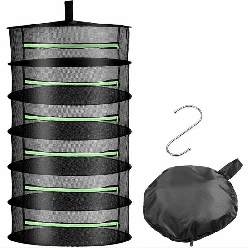 Filet de Séchage Suspendu Pliable 6 Couches Panier de Séchage Grand Porte-Sèche Filet de Rangement Tente Herbe Bud Plant Sécher avec Sécateur pour