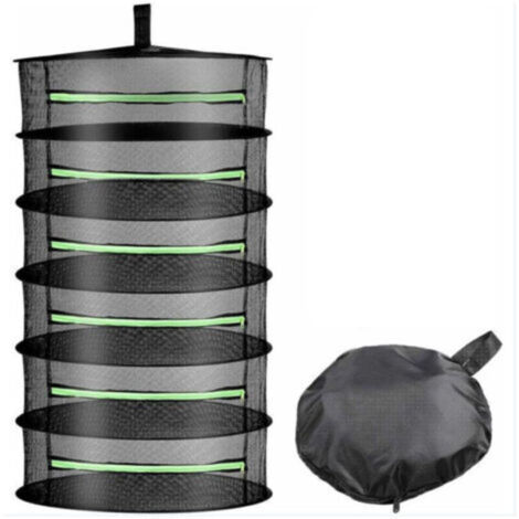 Filet de séchage suspendu pliable 6 niveaux – panier de séchage grand format pour herbes, bourgeons et plantes, avec sécateur inclus