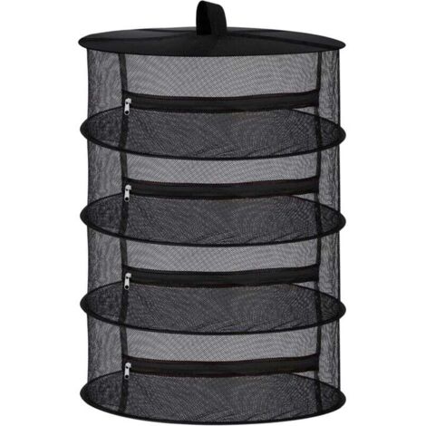 Filet de séchoir à herbes sèches en maille à 4 couches avec fermetures à glissière noires