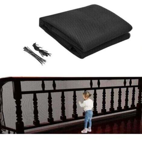 [Filet de sécurité enfant] 300x79cm Filet de protection pour balcons et escaliers noir, résistant aux déchirures et à l'eau.