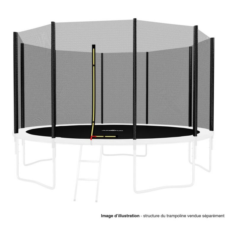 Filet de sécurité extérieur Universel pour trampoline - avec bouchons hauts de perches : ø 12Ft, 10 Perches - Noir