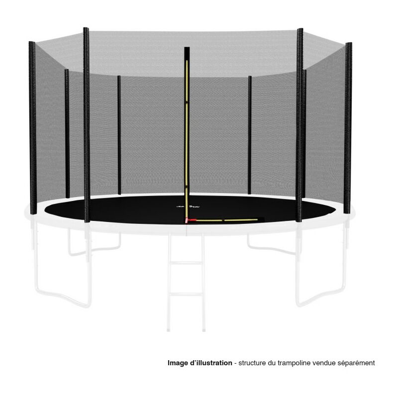 Filet de sécurité extérieur Universel pour trampoline ø 12Ft, 8 Perches - Noir