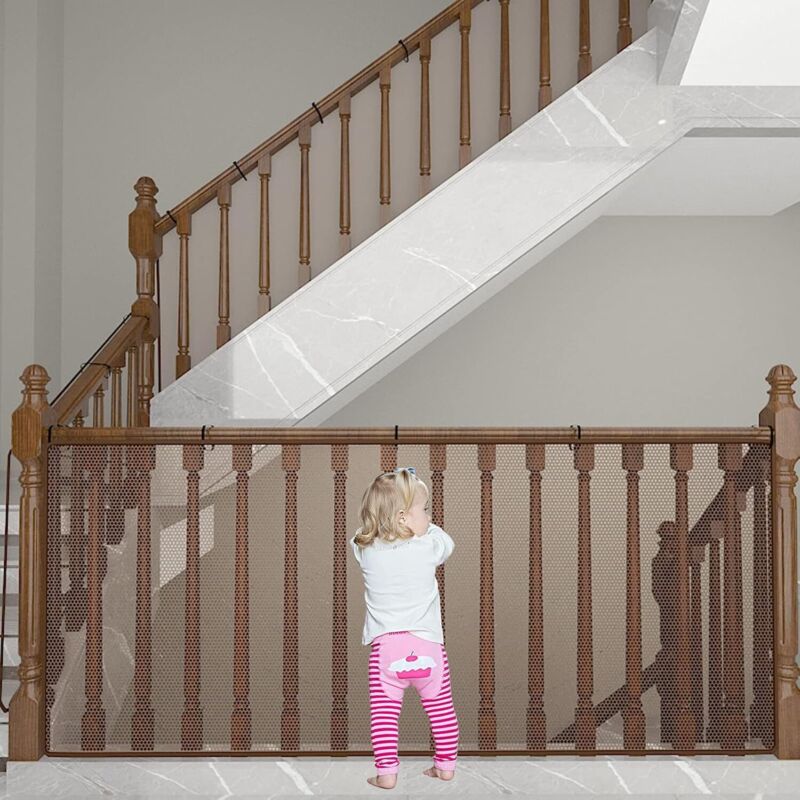 Filet de sécurité pour balcon, filet de sécurité pour animaux, filet en nylon pour rampe d'escalier, 3 m de long x 90 cm de large (brun) Filet de sécurité pour balcon, filet de sécurité pour animaux, filet en nylon pour rampe d'escalier, 3 m de long x 90 cm de large (brun)