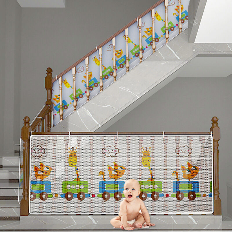 Cyslmuk - Filet de Sécurité pour Enfants, Bébé Filet de Protection pour Balcon et Escalier, 600Lx79H cm Robuste Réglable Clôture D'escalier Barriere