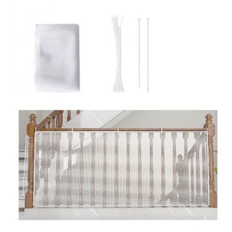Filet de Sécurité pour Enfants, Bébé Filet de Protection pour Balcon et Escalier, 300Lx79H CM Robuste Réglable Clôture D'escalier Barriere de Securite en Maille pour Chat et Jouet, Blanc