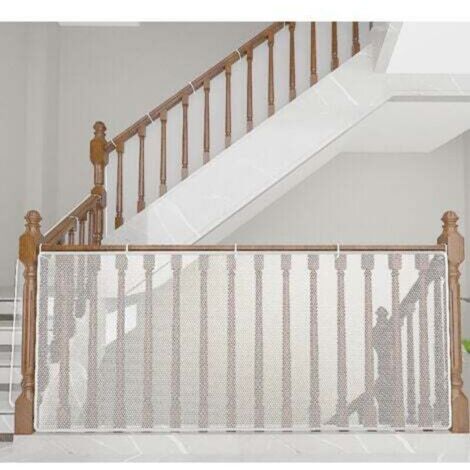 Filet de sécurité pour enfants, blanc 4500Lx90H CM, protection des balcons et escaliers pour bébés, filet robuste et ajustable pour garde-corps d'escaliers pour chats et jouets