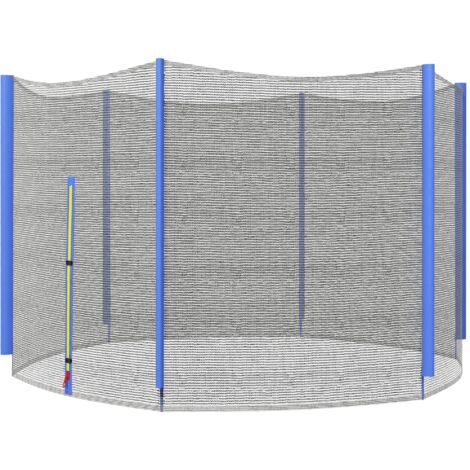 Filet de sécurité pour trampoline Ø305 cm pour extérieur, 6 poteaux avec anti-UV et porte zippée bleu et noir, bleu et noir
