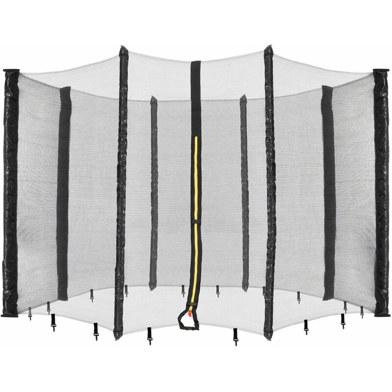 Filet de sécurité pour trampoline - Diamètre : 305 cm - 8 barres - Résistant aux uv - Résistant aux intempéries - Maille étroite - Verrouillable
