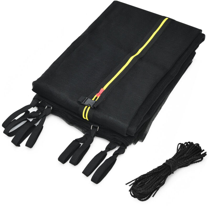 Helloshop26 - Filet de sécurité pour trampoline 488 cm avec 11 poteaux fermeture eclair double et boucles de protection intérieur/extérieur