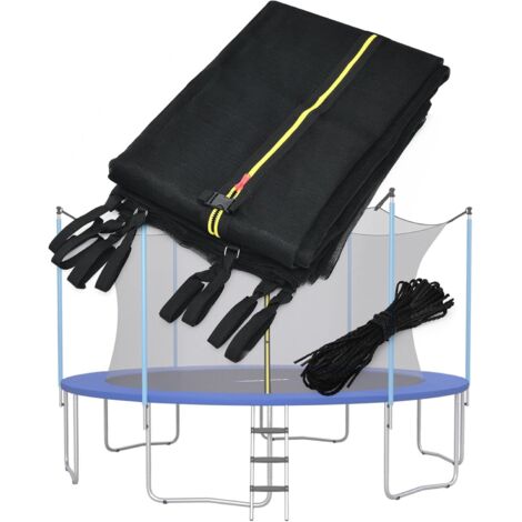 Filet de sécurité pour trampoline d'intérieur, filet de rechange pour trampoline, double fermeture éclair et boucles, filet de sécurité pour trampoline à 6/8 poteaux, hauteur 180 cm