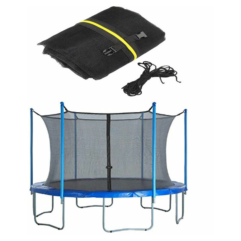 Filet de trampoline de 12 pieds à 8 pôles résistant aux déchirures et aux intempéries (filet uniquement)