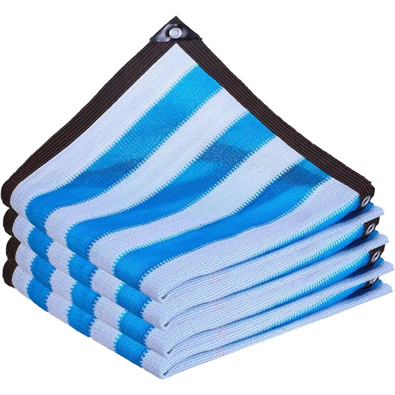 Filet d'Ombrage de Jardin Couverture d'Ombrage Extérieure pour Pergola Terrasse Plantes Serre Poulailler Bleu Blanc - 3x4M