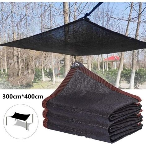 Filet d'ombrage noir 3 x 4M, filet d'ombrage de terrasse de jardin, voile d'ombrage rectangulaire, noir