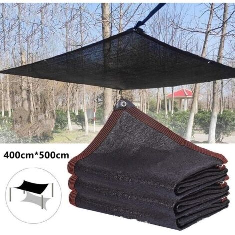 Filet d'ombrage noir 4 x 5M, voile d'ombrage de jardin de terrasse, filet d'ombrage rectangulaire, noir