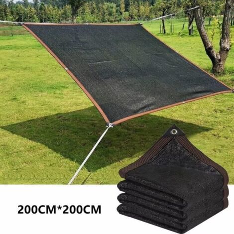 Filet d'ombrage noir, voile d'ombrage carré, filet d'ombrage artisanal à 6 broches, 2M2M noir