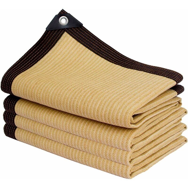 Filet d'ombrage rectangulaire, tissu d'ombrage léger extérieur pour auvent/piscine/garage, tissu d'ombrage avec œillets résistants, beige, 3x7m