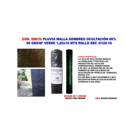 Filet d'Ombrage Vert 90g/m2 Rouleaux 1,20x10 m