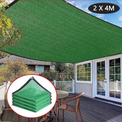 Filet d'ombrage Vert, Voile d'Ombrage Rectangulaire Toile d'ombrage 75% Filet Solaire résistant aux d'ombrage Pare-Soleil, 2 x 4m