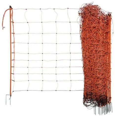Filet électrifiable pour moutons OviNet orange H 90 cm L 50 m – 14 poteaux en plastique galvanisé – Conducteurs inox pour sécurité optimale – Neutral