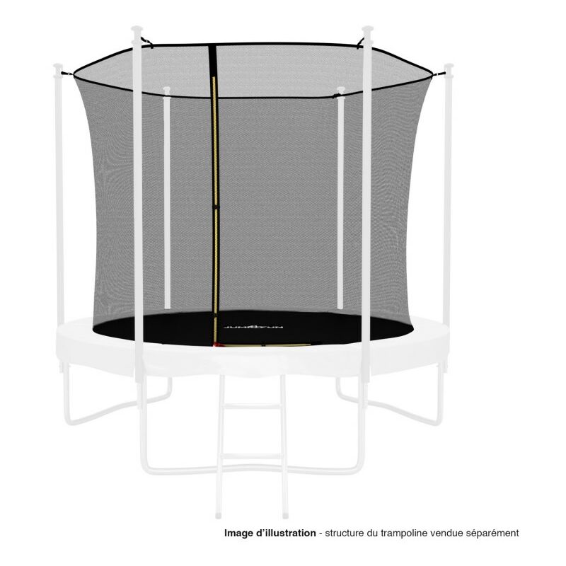 Filet intérieur de sécurité pour trampoline avec bouchons hauts de perches et ficelle : ø 8Ft, 6 Perches - Noir