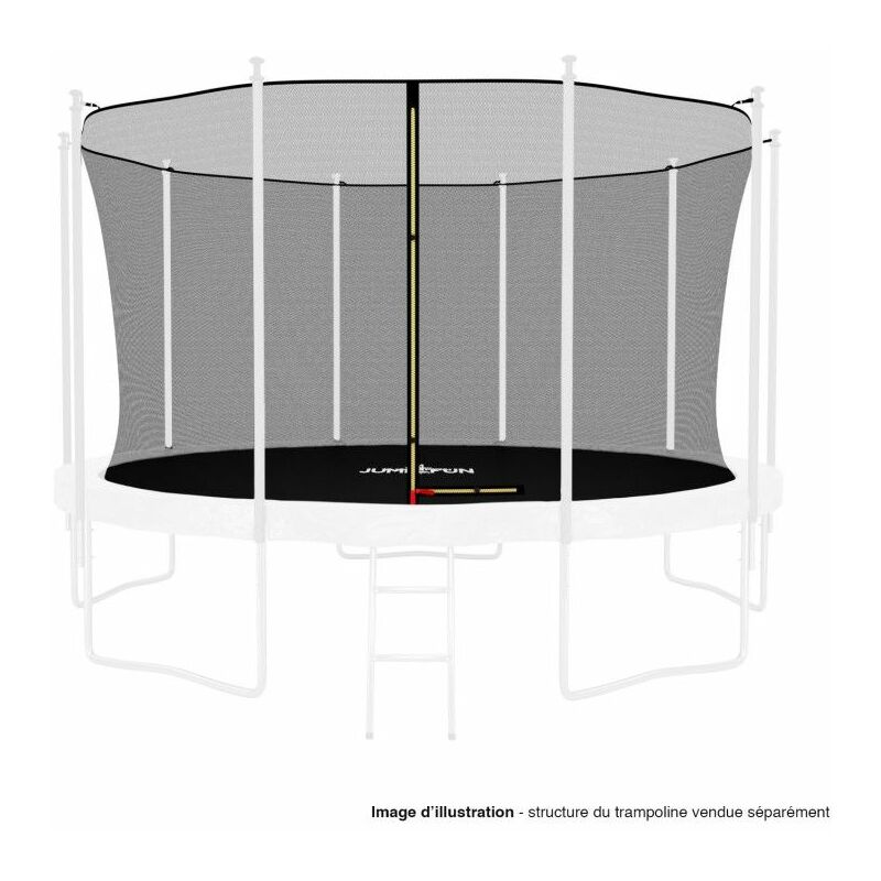 Filet intérieur de sécurité pour trampoline avec bouchons hauts de perches et ficelle : ø 12Ft, 10 Perches - Noir
