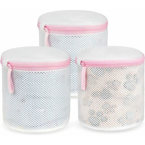 Filet Linge Machine à Laver, 3 PCS Sac à Linge Cylindrique avec Fermeture Eclair pour Le Lavage De Machine, Filets à Lavage Réutilisation pour Blouse, Bas, Dessous, Soutien-gorge, Lingerie