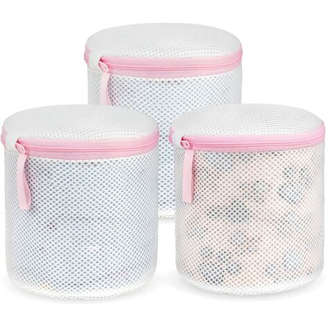 Filet Linge Machine à Laver, 3PCS Sac à Linge Cylindrique avec Fermeture Eclair pour Le Lavage De Machine, Filets à Lavage Réutilisation pour Blouse, Bas, Dessous, Soutien-gorge, Lingerie