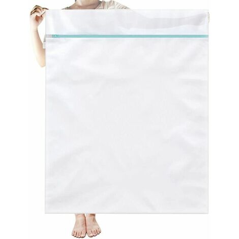 Filet Linge Machine à Laver Sacs à Linge 90x110cm XXL Grande Taille Filet de Lavage en Maille Sac de Lavage avec Fermeture Eclair pour Robe Manteau Literie Couverture Drap, Lot de 1