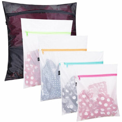 Filet �� Linge Sacs de lavage �� linge en maille �� fermeture ��clair, ��paississement pliable pour les sous-v��tements d��licats, organisateur de maison 5-set