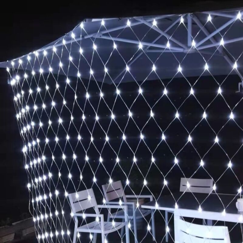 Filet Lumineux Extérieur 3x2M 192 led Guirlande Lumineuse Plafond avec Prise, Minuterie, 8 Modes Filet Lumineux Noël IP65 Étanche Rideau Lumineux