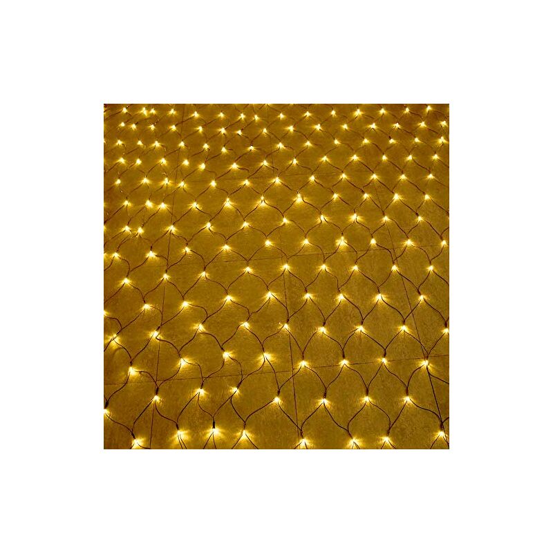 Filet lumineux LED 3x2 m 250 LED rideau lumineux blanc chaud avec 8 modes de prise chaîne lumineuse vert foncé lumières de Noël extérieures et
