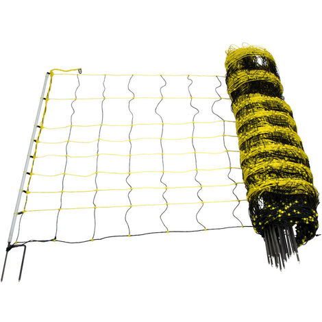 Filet pour chèvres 50 m – Hauteur 105 cm – 14 piquets à double pointe – Fil horizontal non électrifié