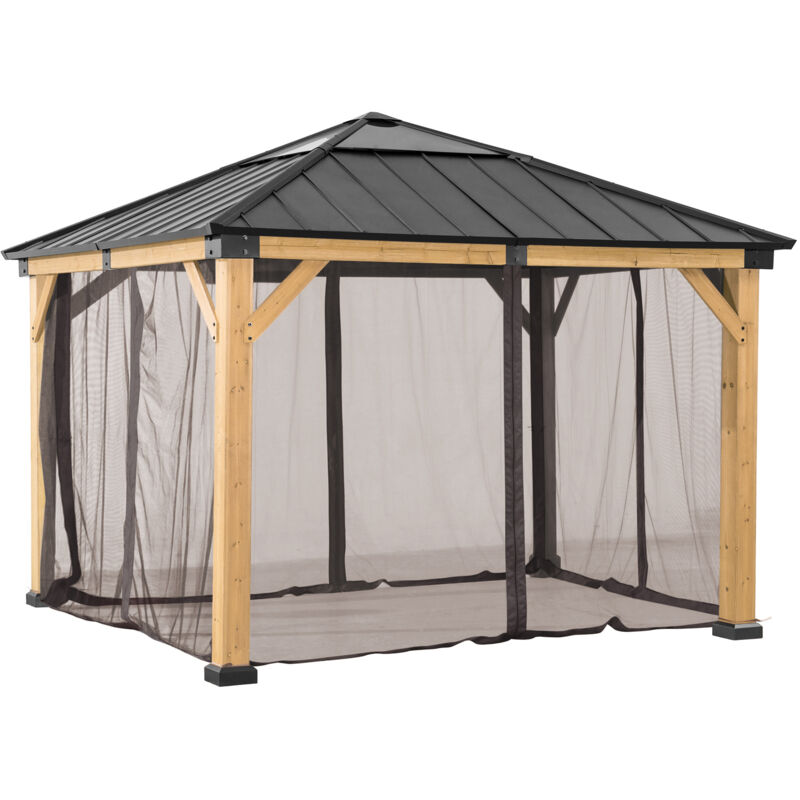 Sunjoy - Filet pour gazebo en cèdre - 336cm x 394cm