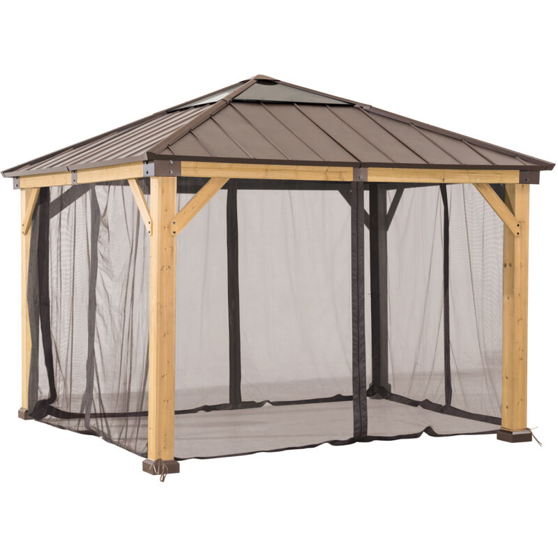 Sunjoy - Filet pour gazebo en cèdre - 336cm x 336cm