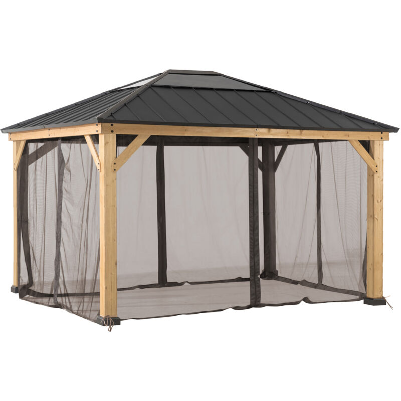 Sunjoy - Filet pour gazebo en cèdre - 393cm x 452cm