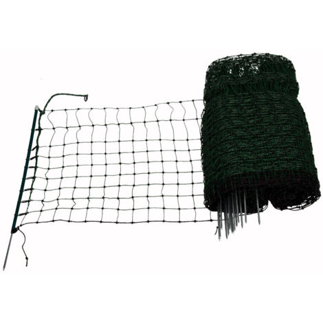 Filet pour petits animaux et lapins 50 m – Hauteur 65 cm – 10 fils plastiques horizontaux – 9 fils électrifiés pour sécurité optimale