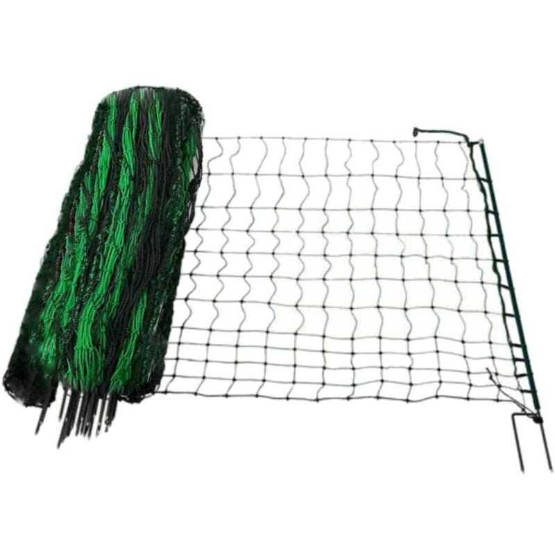Terre Jardin - Filet pour poules - enclos poulailler - 12M - 12 mètres - Vert
