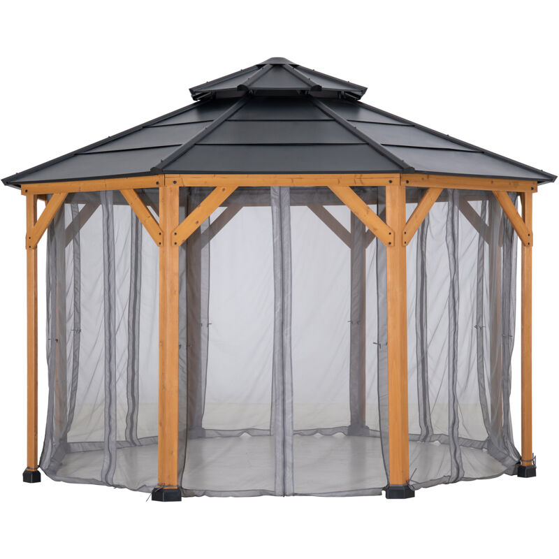 Sunjoy - Filet pour tonnelle en bois de cèdre 395cm x 395cm