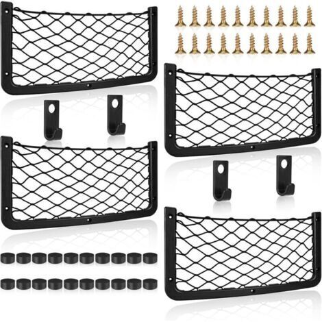 Filet Rangement pour re, Filet de Rangement de Coffre, Grande Taille, Sac Pocket Organizer de re pour Auto, Camping-Cars, Bateaux, Maison (36.5 18.5CM（4 pièces）)