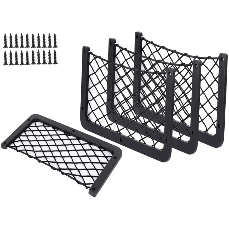 Tonchean - Filet Rangement pour Voiture 4 pcs, Organisateurs Rangement Coffre 35,5 18,5 cm, Multifonctionnel Sac Pocket Organizer de Voiture pour