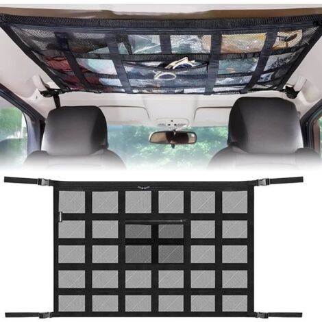 Filet Rangement Voiture, Multifonctionnel Filet Voiture Rangement, Filet de Rangement Camping Car, Organiseur Voiture (90cmx65cm)