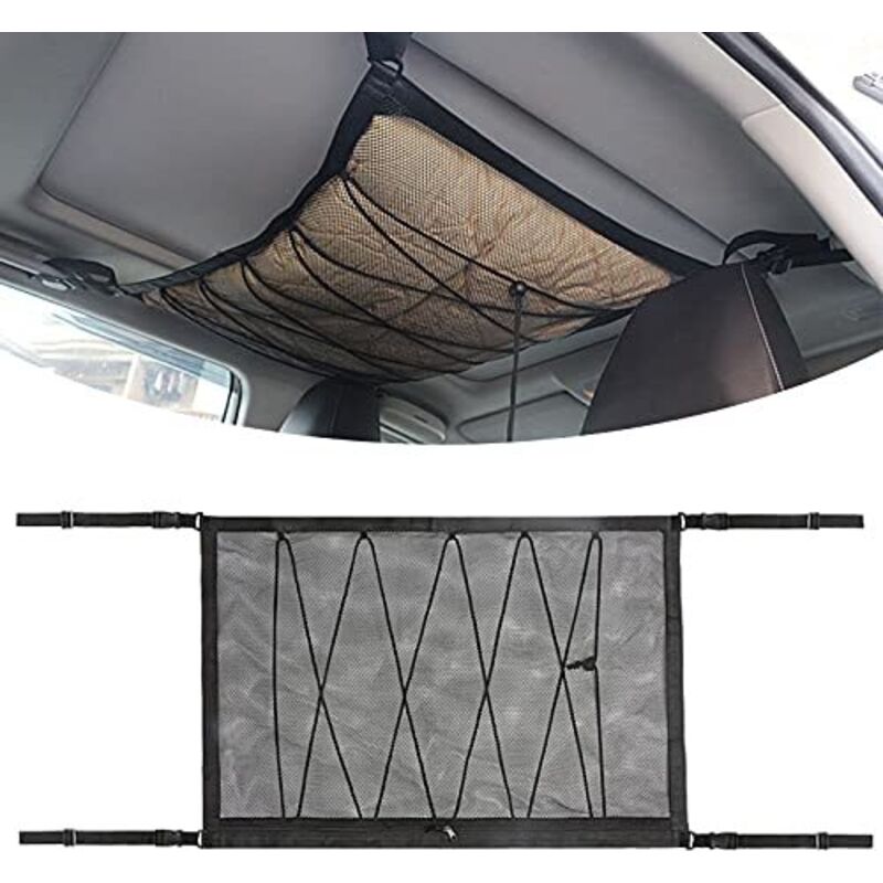 Filet Rangement Voiture Plafond, Filet Rangement Coffre Voiture Organisateur Voiture Entre Siege, Filet Elastique de Rangement (Filet de Rangement