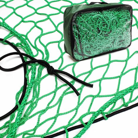 Relaxdays Filet remorque, 2,5 x 3,5 m, 10 crochets, marquage coins, corde  en caoutchouc, sécurité pour chargement, vert
