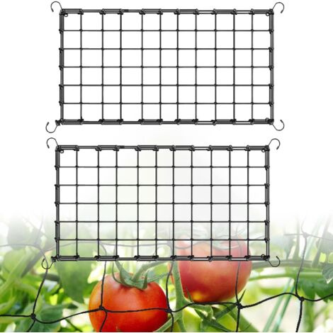 Filet Scrog élastique 120x60 cm (2 pièces) pour plantes de tente de croissance & grimpantes, 4 crochets antirouille, treillis de culture pour légumes, fruits, fleurs