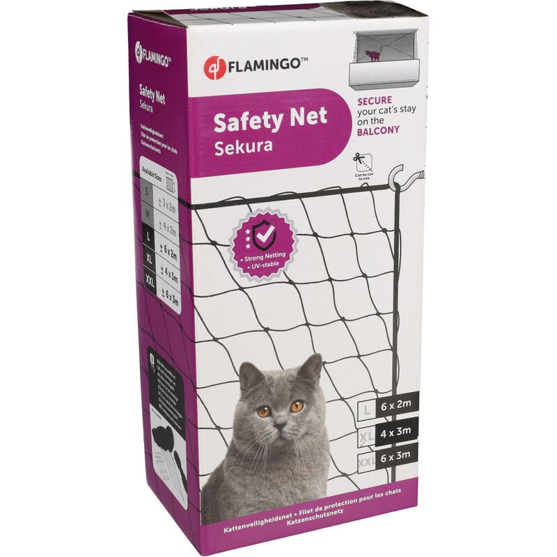 Filet de sécurité Sekura Noir 4 x 3 mètres pour chat - Flamingo