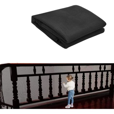 Filet Securite Escalier,Filet Escalier Sécurité,Filet Escalier Sécurité Bebe,Filet Escalier Enfant,Filet de Sécurité pour Balcon,Filet de Protection Enfant (Noir 75cmX300cm)-RAPANDA
