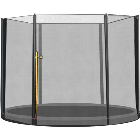 Filet sécurité remplacement trampoline Ø244 cm, porte zippée, pour 6 poteaux droits, 180 cm, noir