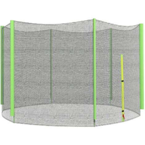 Filet sécurité trampoline Ø244 extérieur, anti-UV, porte zippée, 6 poteaux droits, vert